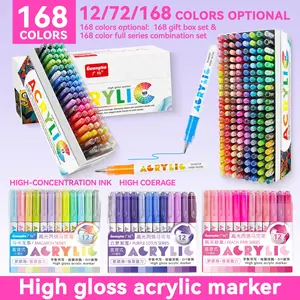 High Gloss Acrylic Gel Pen Set, 12-168 Colors, 1.0mm Hard Tip, High Concentration Pigment, Water-Based Ink, Suitable for Wood, Ceramic, Metal, Glass, Rock, Art Drawing Supplies, Art Materials