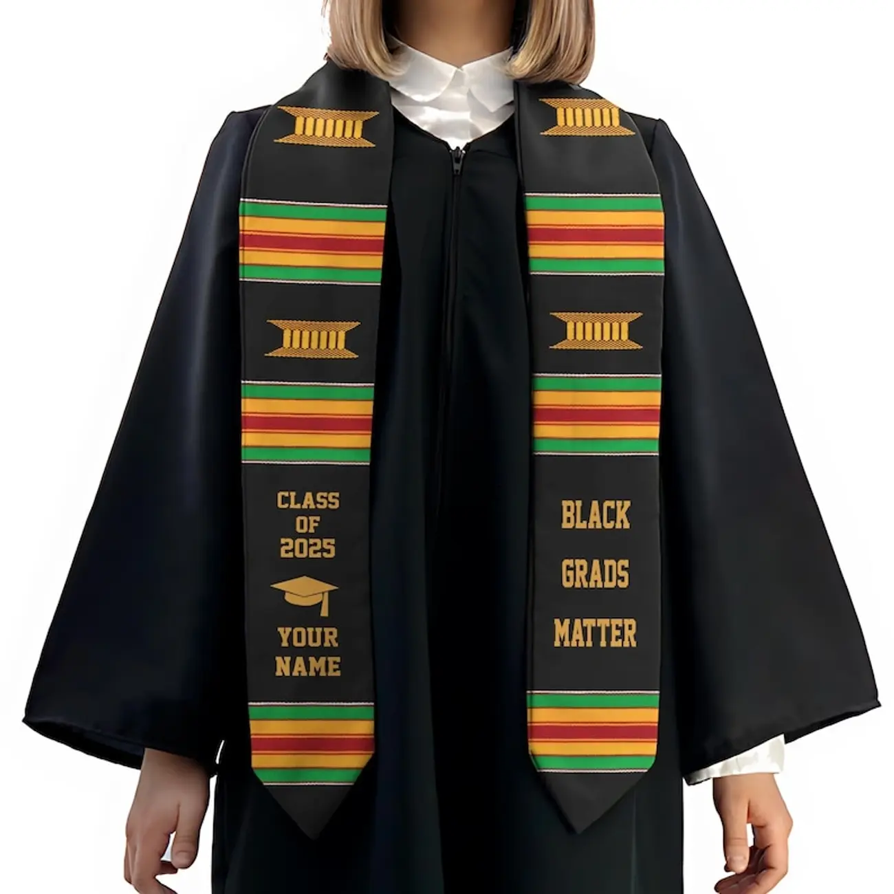 Personalized Black Grads Matter Class of 2025 Stole, African Americans Stole, Kente Graduation Sash, African Graduation Stole Gift Uho-a3