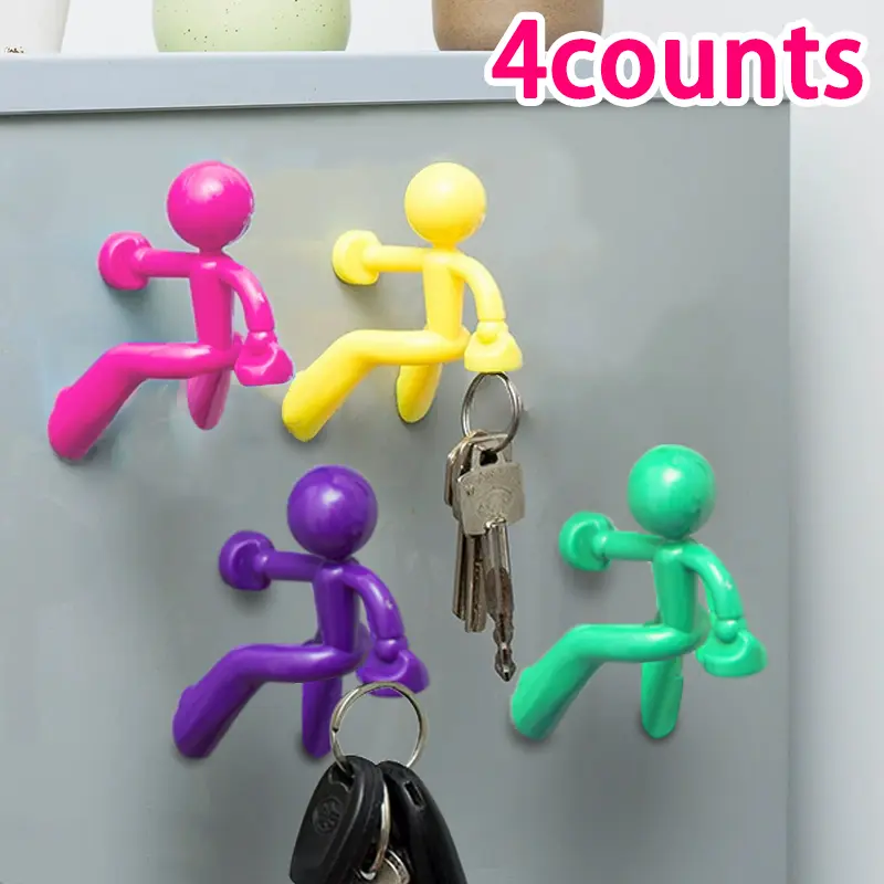 Creative Hiking Keychain Wall Hook Magnet Set, 9.2cm Plastic Material, No Battery Needed, Perfect Home Decor Accessory
