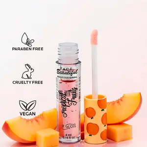 Face Beautiful Brazilian Peach Lip Gloss - Ultra-Lightweight, Non-Sticky Hydrating Shine with tropical fruit aroma, for everyday wear, wet-look glossy finish, 4 ml / 0.14 fl oz