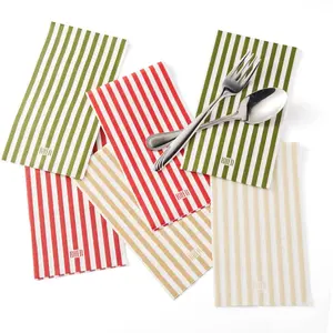 Khen 100 Count Luxury Disposable Napkins Multicolor Edition – Luxury Striped Guest Towels Linen Feel Paper Table Napkins Elegant Soft & Absorbent Towels for Parties Dinner & Events