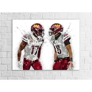 [UNFRAMED] Jayden Daniels and Terry McLaurin Poster Highlighting Dynamic Chemistry, Washington Football Wall Art for Man Cave Kids Room and Office Decor