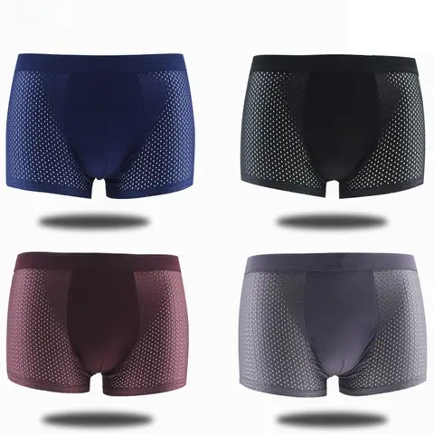 Men's 4-Pack Bamboo Fiber Boxer Briefs - Athletic Sport Underwear, Sports Underwear, Boxers, Quick-Dry, Moisture-Wicking, Cooling, Breathable, Anti-Odour, Stretch Comfort, Machine-Washable for Gym, Travel