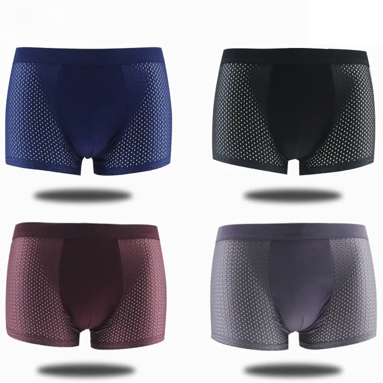 Men's 4-Pack Bamboo Fiber Boxer Briefs - Athletic Sport Underwear, Sports Underwear, Boxers, Quick-Dry, Moisture-Wicking, Cooling, Breathable, Anti-Odour, Stretch Comfort, Machine-Washable for Gym, Travel