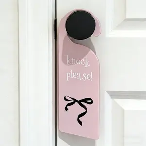Bow Acrylic Hanging Sign with Please Knock Design, Decorative Plaque, Durable Indoor Outdoor Door Decor, Perfect for Girls Rooms and Dorms