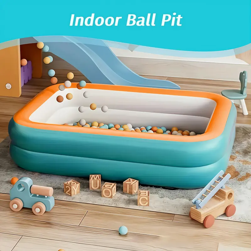 Portable Inflatable Swimming Pool for 1-3 People No Electricity Needed Double Layer Durable Fast Inflation Foldable Space Saving Easy Assembly Colorful Navy Blue Green Orange Perfect for Festivals Parties Indo