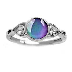 Mood Ring for Women - Temperature Sensitive Color Changing Stone Band, Vintage Adjustable Finger Ring, Unique Emotional Jewelry Gift for Her