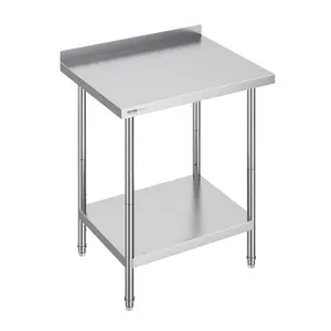 Heavy-Duty Stainless Steel Kitchen Work Table, 24x30x36in with Adjustable Screw Legs & Shelf, Easy-Install Commercial Food Prep Table for Restaurant, Home Use