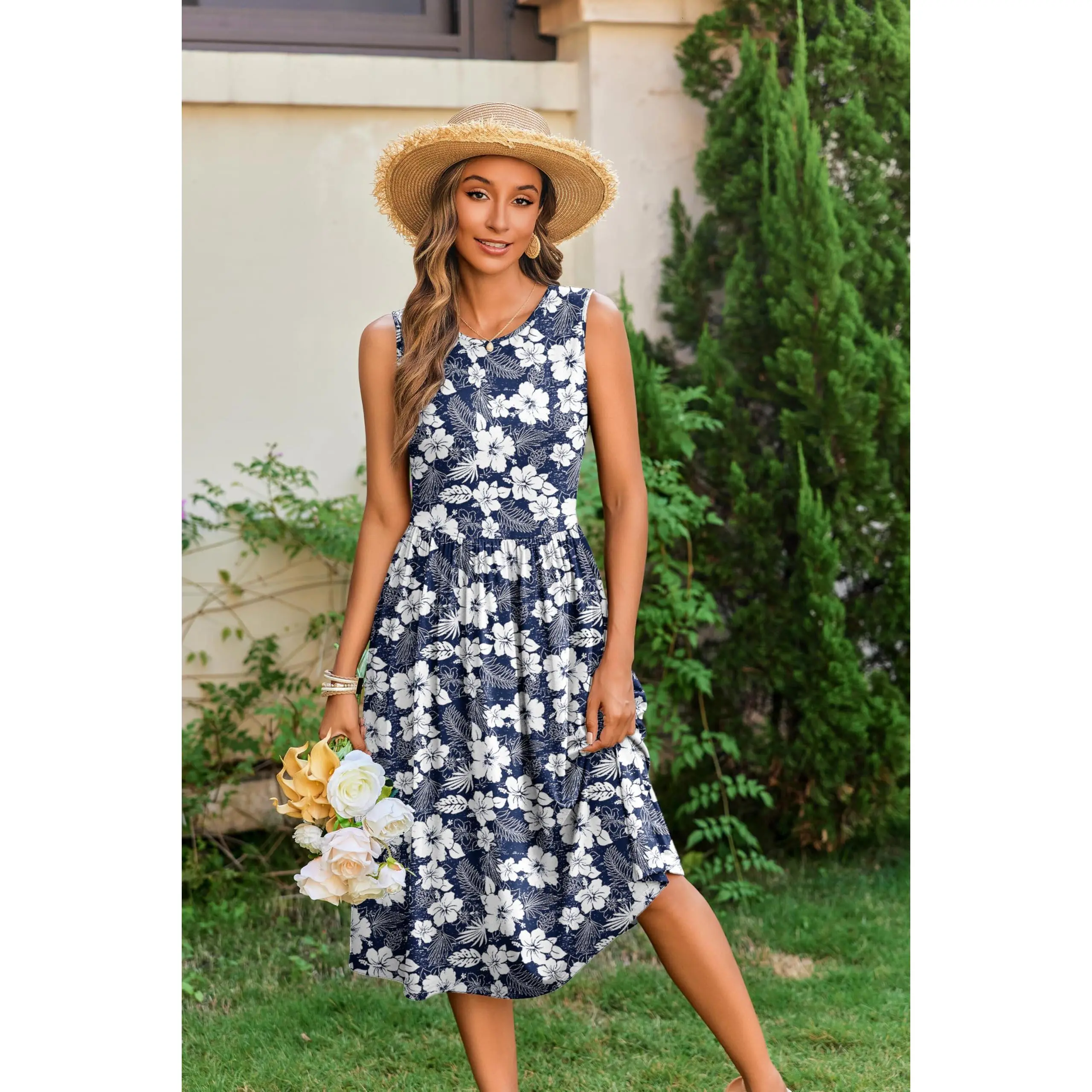 Women's Summer Tank Midi Dress with Pockets Sleeveless A-Line Dress Casual Floral T-Shirt Dress Flowy Beach Sundress - TikTok Shop Women's Summer Tank Midi Dress with Pockets Sleeveless A-Line Dress Casual Floral T-Shirt Dress Flowy Beach Sundress - TikTok Shop