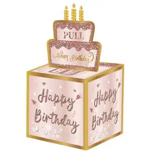Cake Birthday Cash Gift Box, Surprise Money Jar, Transparent Bag Gifts for Kids & Adults, Contains 50 Bags, Fun Way to Send Cash Presents, Themed Gift Box, Elegant Gift Box