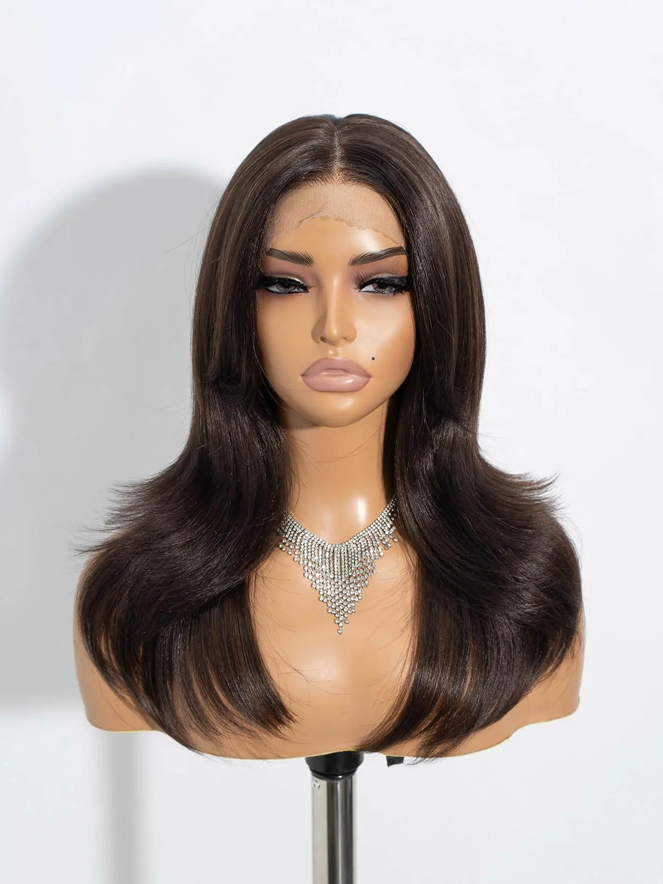 Short Straight Wigs for Women, Gorgeous Fluffy Wigs with Bangs, Synthetic Lace Front Wigs for Party, Daily Use, Machine Made Wig, Synthetic Material Wigs, Synthetic Hair Wig