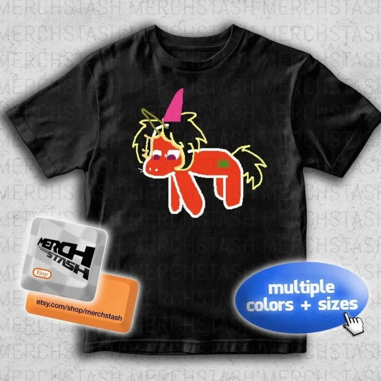 Wifiskeleton Pony Album Cover T-Shirt Tee Merch Cute Cartoon Pony Graphic Tee 6K0N3 Cotton Streetwear Top Unisex Basic