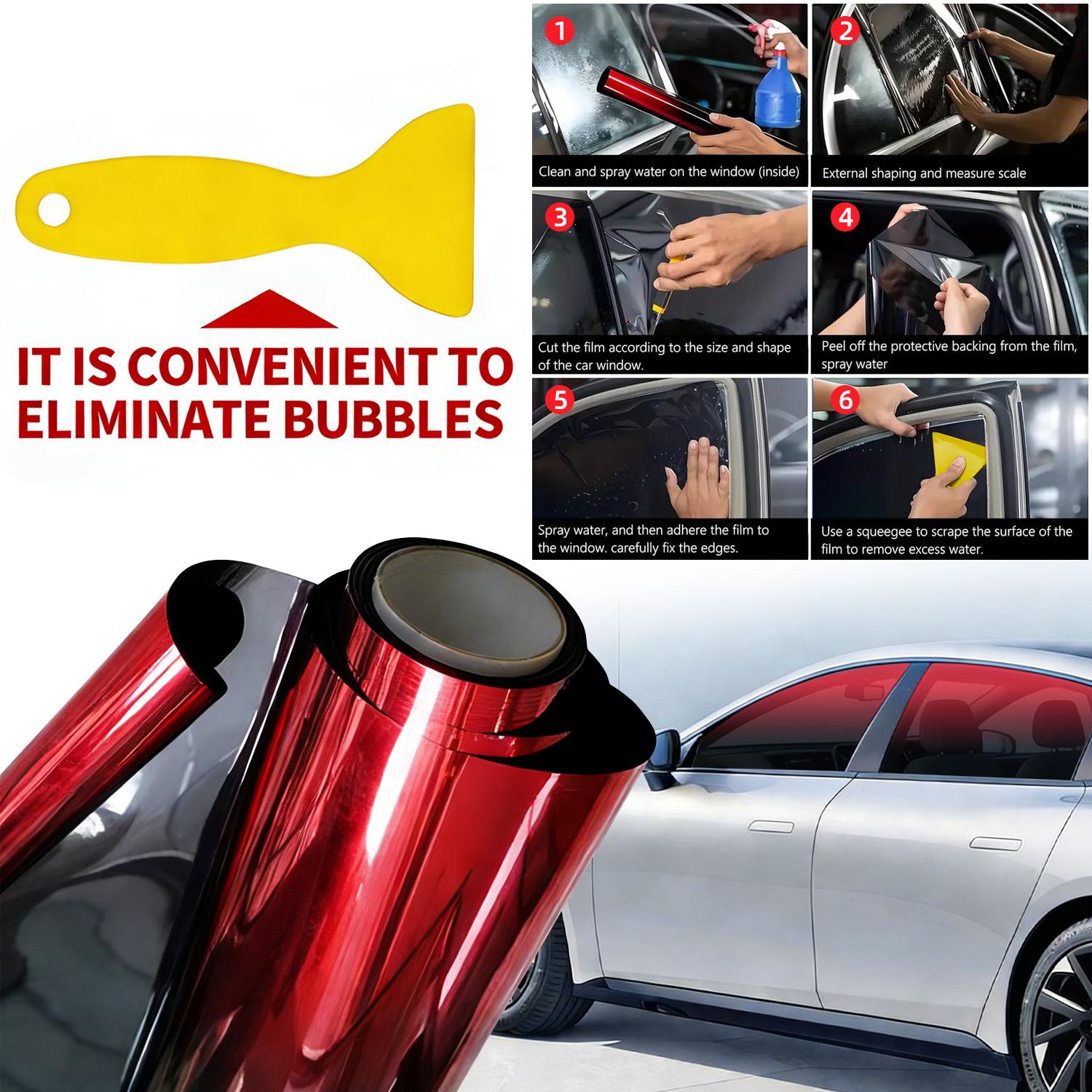 Dual-Color Gradient Car Window Tint Roll 0.5x3M, Sun Blocking Privacy Window Film with Installation Tool, Universal for Auto Cars Vans RVs