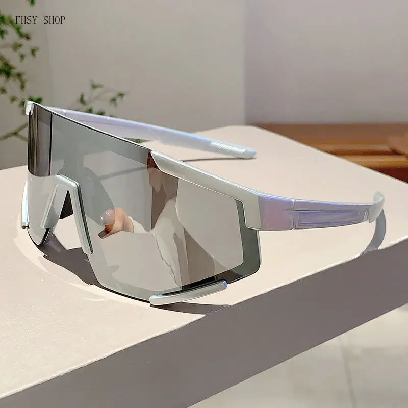 FHSY SHOP Chic White Frame UV400 Protection Sunglasses - Durable, Lightweight Mirror Lens, LED Light Blocking Stickers for Chic Men's Outdoor Sunglasses (Hiking, Driving), Chic Men's Sunglasses, Outdoor Men's Sunglasses