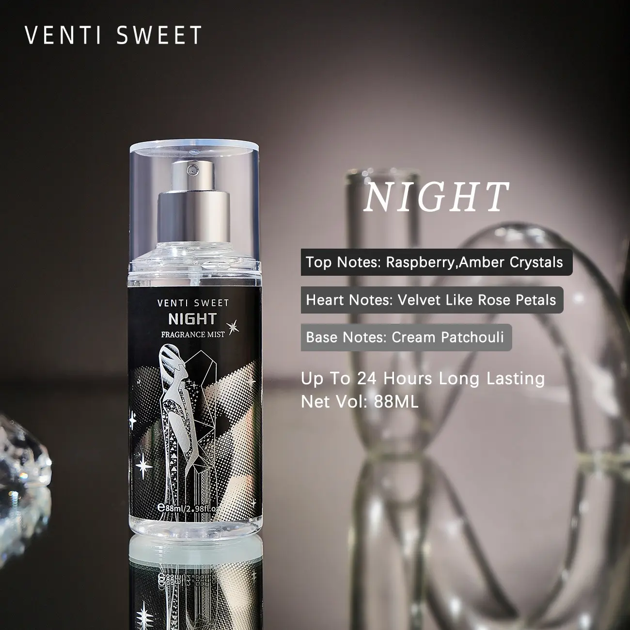 Venti Sweet 88ML Fragrance Mist & Fabric Spray, Home Fragrance, 6 Fresh Floral Scents, Odor Eliminator, Refreshes Clothes, Long-Lasting Scent