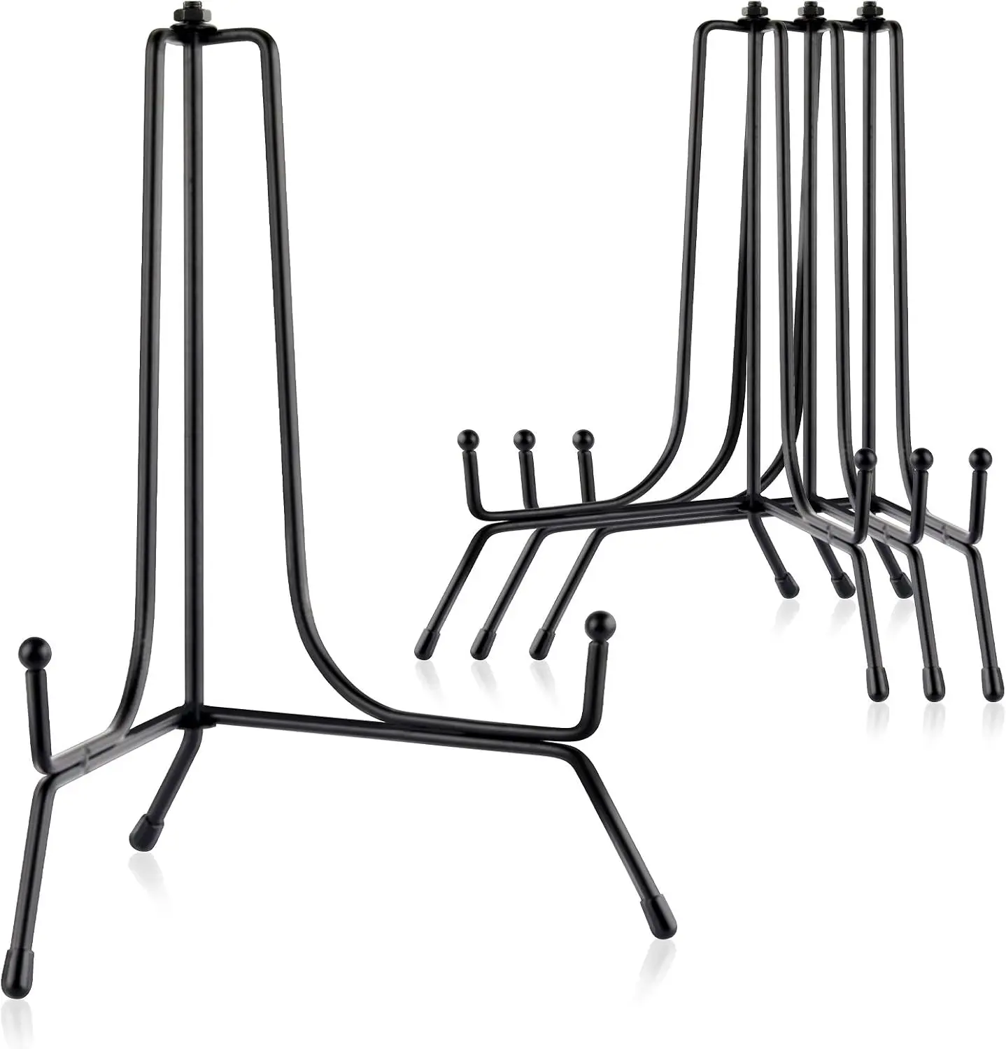 4 pieces of 8-inch black plate display rack, anti slip metal easel style bracket, suitable for decorating plates, photo frames, medals, and artworks, suitable for home kitchen countertops and restaurant countertops decoration