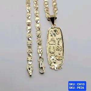 Lucky 7 Talismant Penadant Chain  24 Inches 5 Millimeters Chain Laminated Gold Necklace.