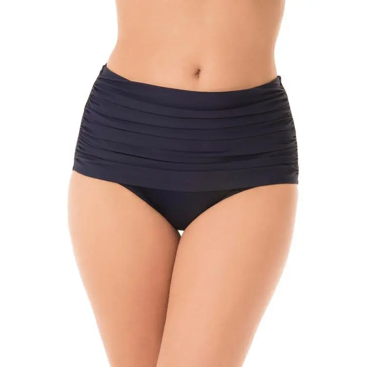 Women's Retro Norma Jean Solid Miraclesuit Swim Bottom - Spandex-Nylon Blend, Elastic Waistband, Shirred Band, Flexible, Flattering Fit, No Dry Clean, Female Swimwear Panties