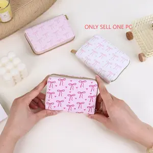 Elegant Bow Pattern Short Wallet for Women, Lightweight Card Holder, Zipper Card Bag, Multi-Slot Mini Purse, Perfect Gift for Daily Use, Stylish Wallet
