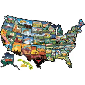 RV State Travel USA Map Vinyl Sticker - Camper Trailer Decals for Window with State Flag - Road Trip Map of America - Waterproof, UV Protection for Window, Door or Wall (Popular)