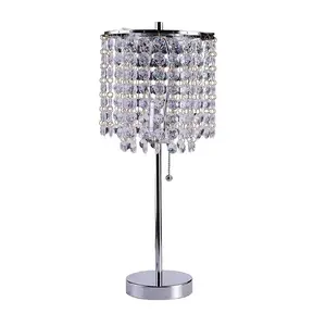 YYDS 20.25" Tall Metal Table Lamp with Silver finish, Crystal Inspired Shade
