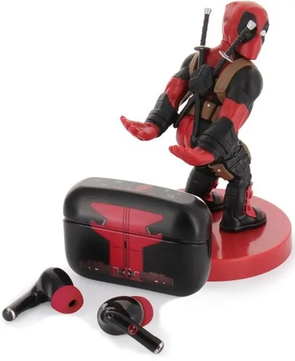 New Marvel Deadpool Wireless Bluetooth Headphone & Audio Electronic Bundle - 1 Collectible Character Gaming Figurine
