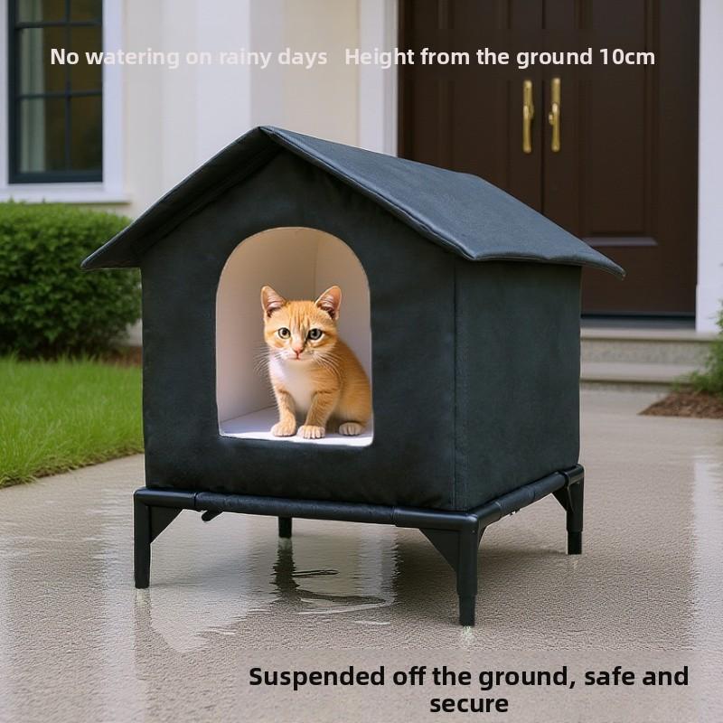 Outdoor Waterproof Cat House for Strays Winter Insulated Shelter Made of Oxford Fabric Windproof Rainproof with Removable Cushion All Weather Feral Cat Shelter