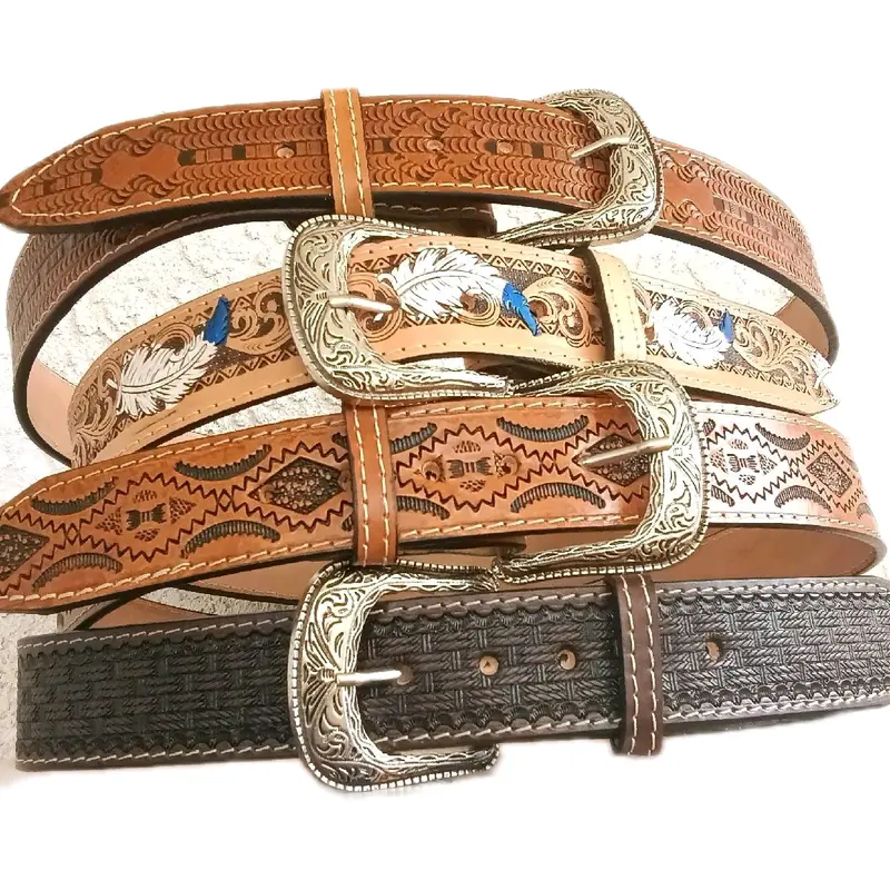 Unisex Western Cowboy Cowgirl Belt - Handmade Cow Hide Heavy Duty with 40mm Thick Steel Tough Frame Buckle, Size 32-42, Backwoods Aesthetic Men's Accessory for Cowboy Stuff Western Stuff