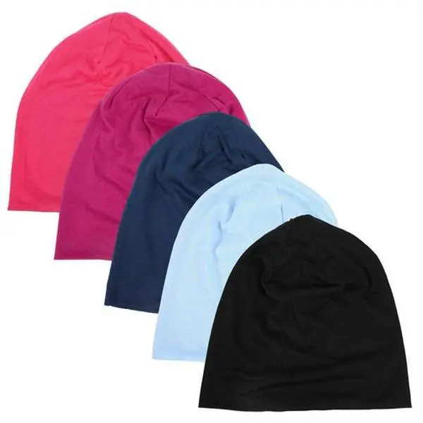 Women's 5-Piece Stretch Slouchy Beanie Chemo Hats - Fashion Headscarf, Chic Turban, Hair Scarves for Cancer Patients (Sleep & Daily Use)