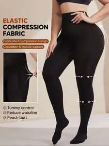 Women's High Waist Compression Control Pantyhose, Flatters Tummy, Enhances Rear & Thigh Tone, Reinforced Toe Design