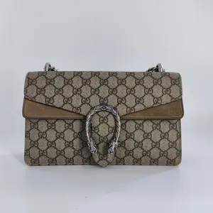 Pre-owned GUCCI canvas Crossbody Bags GG Supreme Monogram Small Dionysus Shoulder Bag Taupe J0077