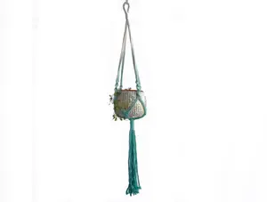 Hand dip-dyed Macrame Plant Hanger - Blue