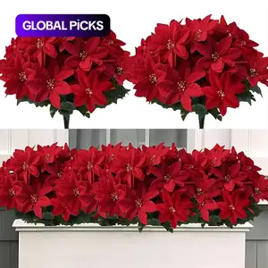 10 Artificial Christmas Poinsettia Flowers, Holiday Decorations for Home, Table Centerpieces, Weddings, Trees, Exhibitions, Winter Displays, Decorative Flowers #GLOBAL PICKS