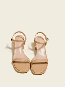 Women's High Heel Sandals, 6cm Thick Sole, Electroplated, Thin Strap, Comfortable Work Shoes, Square Heel, Simple and Sexy Design