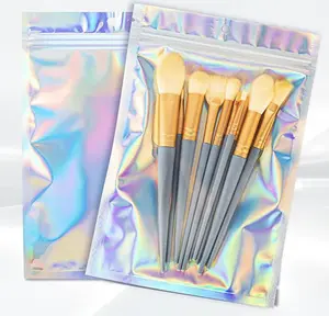 100 Pcs Holographic Bags, Resealable Foil Pouch Mylar Sample Bag Great for Small Business and Party Favor Food Storage