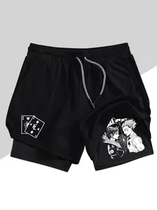 Men's Belief Conquers Fear Printed Gym Shorts, Workout Impact Shorts, Athletic Wear Shorts, Outdoor Sports Shorts, Stretch Knitted Fabric, Perfect for Running Training Yoga Outdoor Activities, Sporty Casual Style