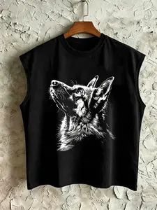 Men's Casual Sleeveless Tank Top, Pet Dog Print, Comfortable Fabric, Ideal for Travel and Home, Perfect for Various Occasions