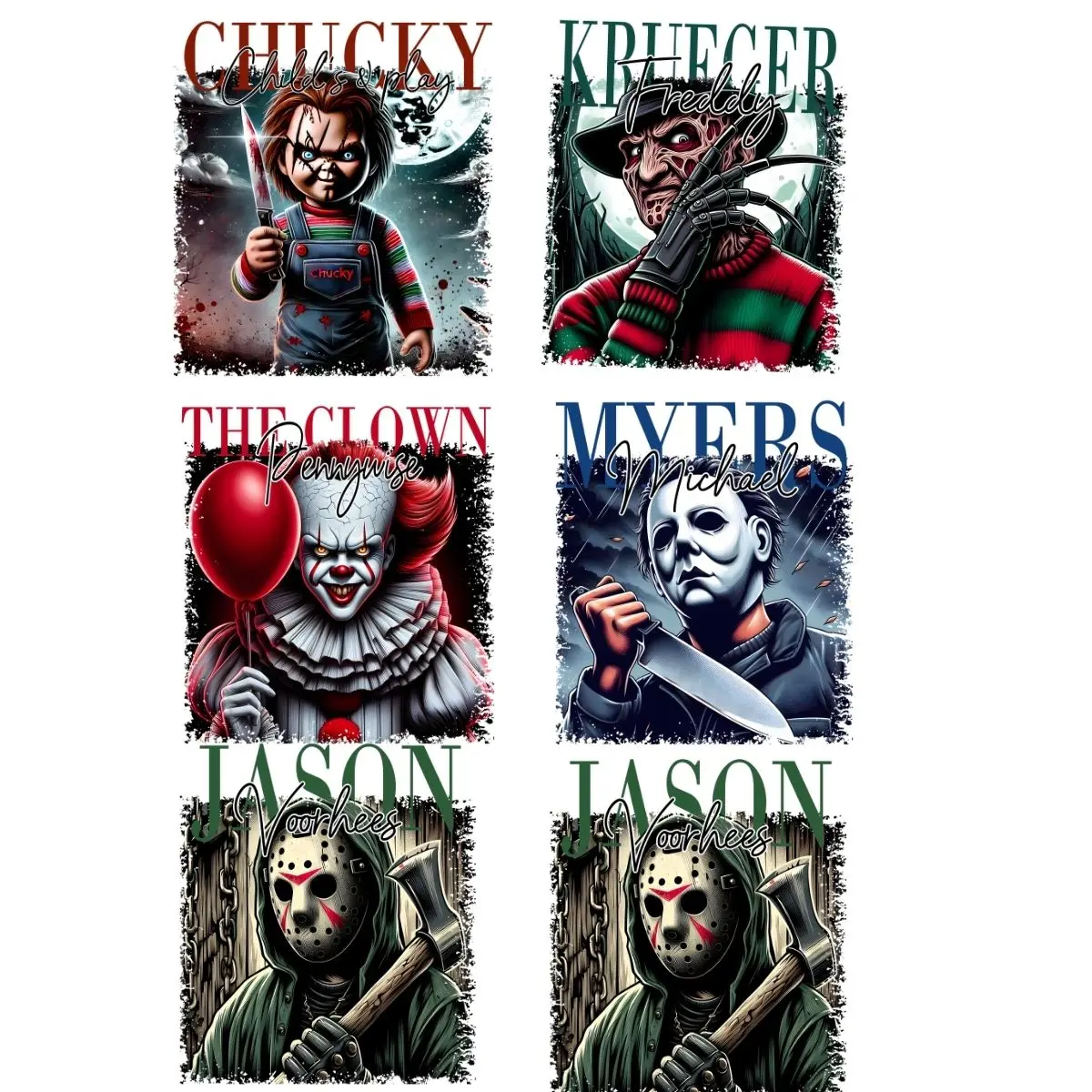 Halloween movie killers mini premade DTF gang sheet-6 adult prints