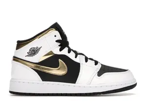 Jordan 1 Mid White Gold Black (GS)