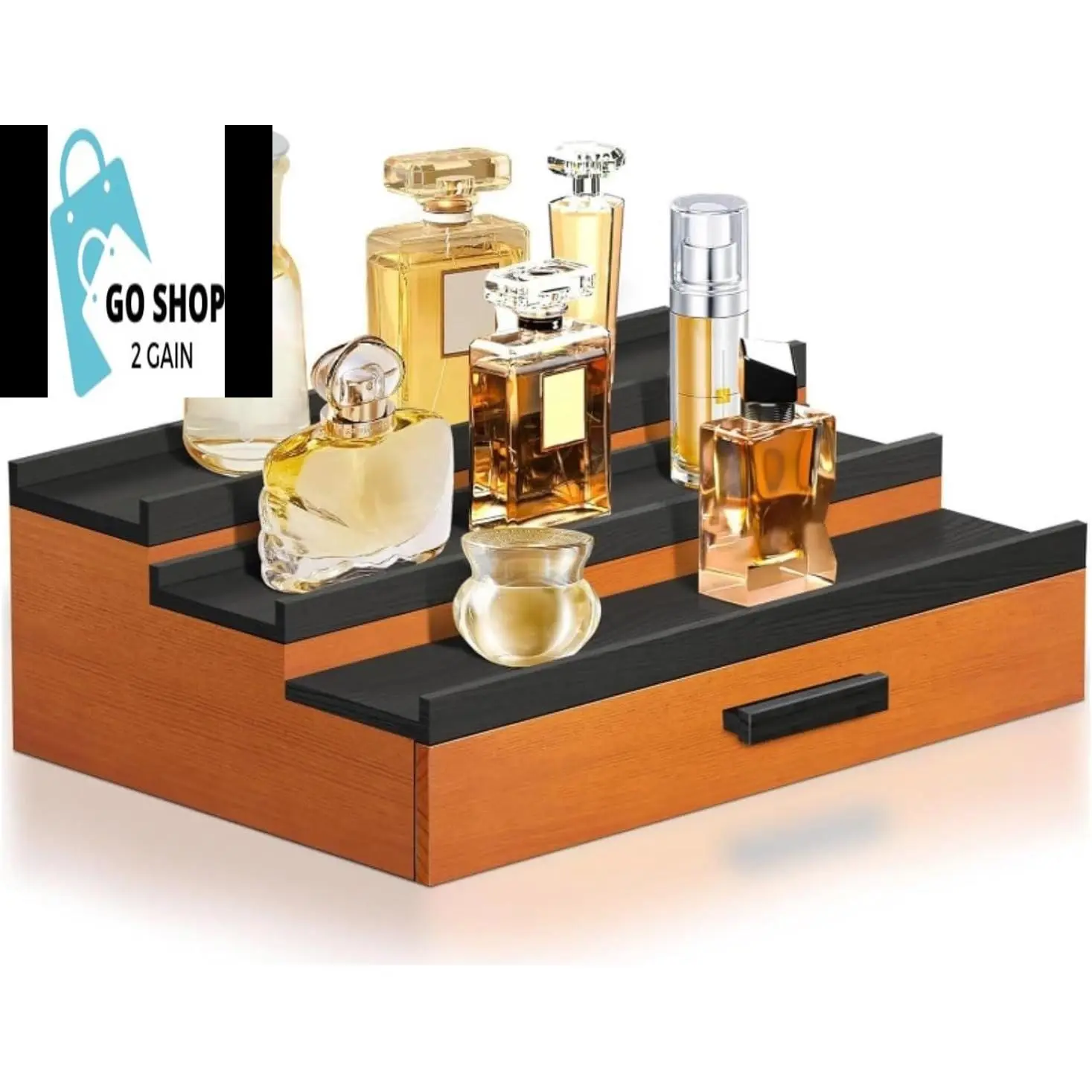 Men's 3-Tier Elevated Cologne Organizer with Drawer Storage, Fragrance Display Riser & Shelf, Home Storage Rack, Ideal Gift for Men