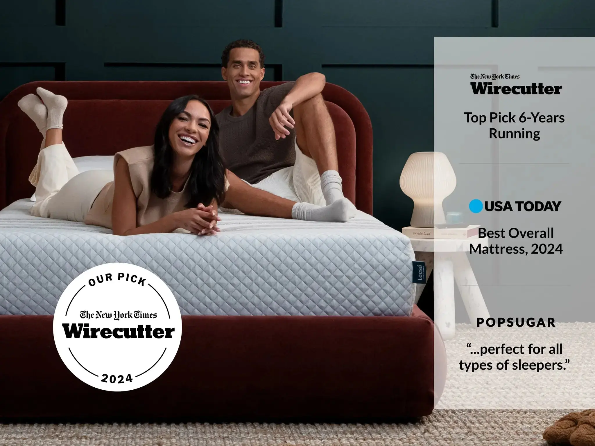Leesa Sapira Hybrid Twin Mattress - Cool-Knit Cover, 6 Layers, Hybrid Construction, Pressure Relief Support, Six Layers