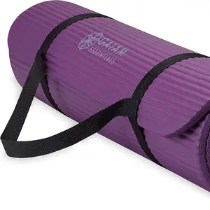 Gaiam Essentials 2/5" Thick (10mm) Yoga & Pilates, Fitness & Exercise Mat with Easy-Cinch Carrier Strap Cusion Support For Fitness and Gym Workouts