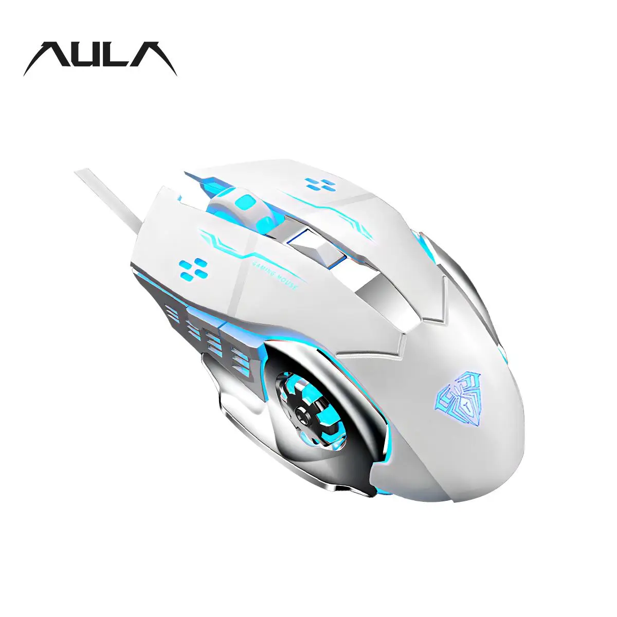 AULA S20 Wired Gaming Mouse, DPI Adjustable Gaming Mouse with Light Effect, Self-defined Macro Programming Plug-and-play Mouse for Notebook Desktop Co