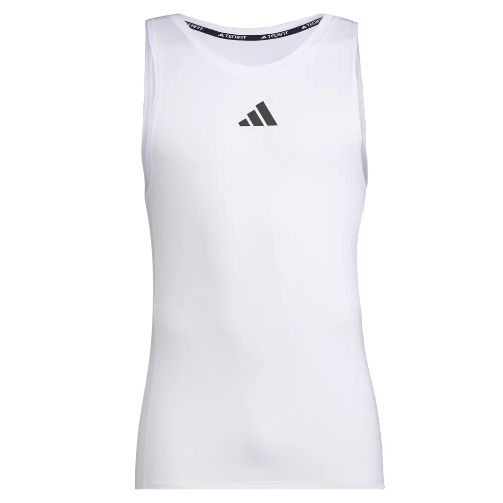 adidas Mens Techfit Aeroready Sleeveless Tee Training Casual Moisture Wicking - White