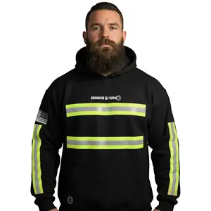 Black Reflective Hoodie w/ Hi Vis Yellow Strips (Gen2)