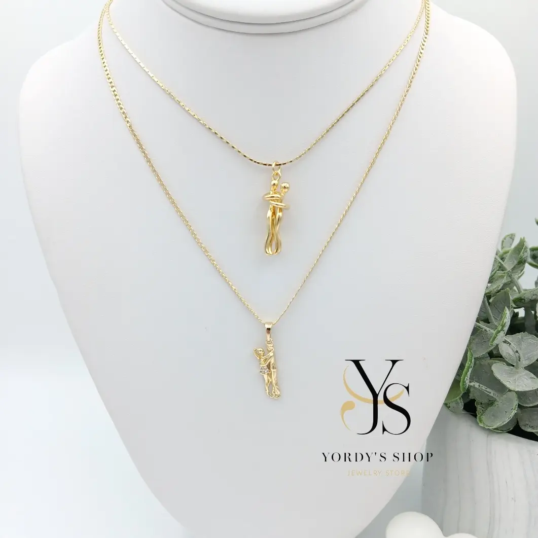 Yordy Cuban Chain with Pendant for Lovers 14k Gold Plated Brass Valentine's Day Gift for Women High Quality Wife Necklace