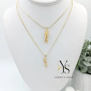 Yordy Cuban Chain with Pendant for Lovers 14k Gold Plated Brass Valentine's Day Gift for Women High Quality Wife Necklace