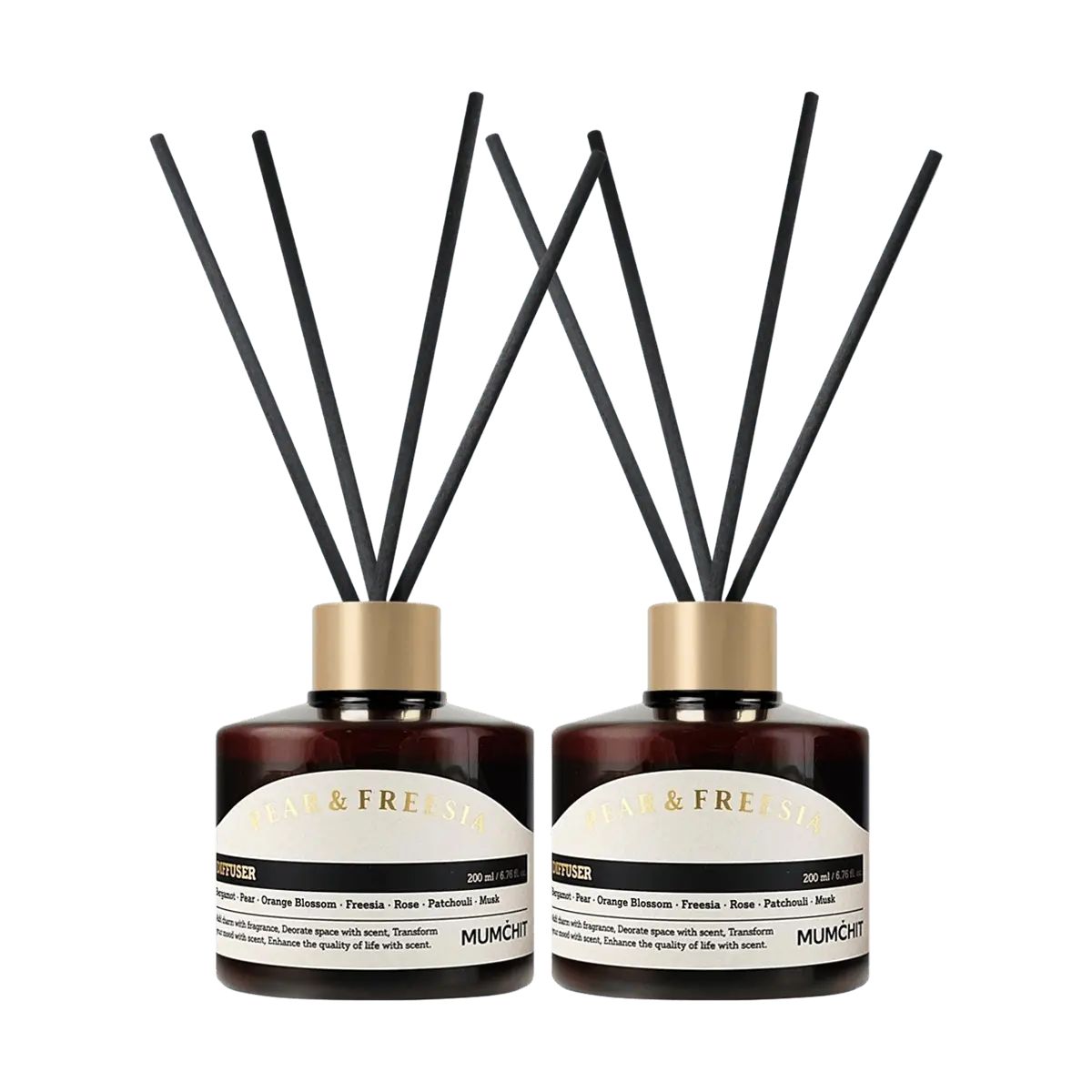 MUMCHIT Korean BIOTOX Reed Diffuser Oil Set - No Flame Aromatherapy with English Pear & Freesia Scent
