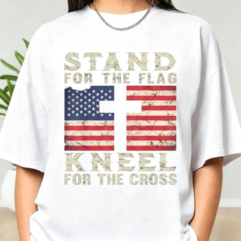 Stand for the Flag Kneel for the Cross Shirt. American Shirt, USA God Shirt, American Flag Shirt, USA Tee, 4th of July Shirt, Patriotic Tee