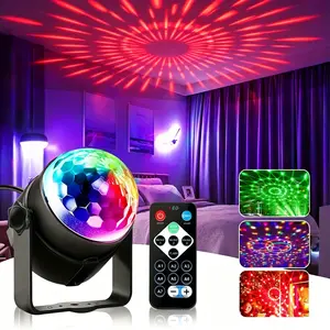 LED Stage Light, USB Powered RGB Disco Ball Light, Rotating DJ Ball Strobe Light with Remote Control, Magic Dance Car Party Atmosphere Lamp for Home KTV Bar